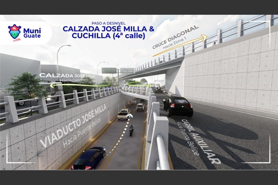El complejo vial espera brindar solución a la problemática de la movilidad hacia el norte de la ciudad. (Foto: Muni Guate)