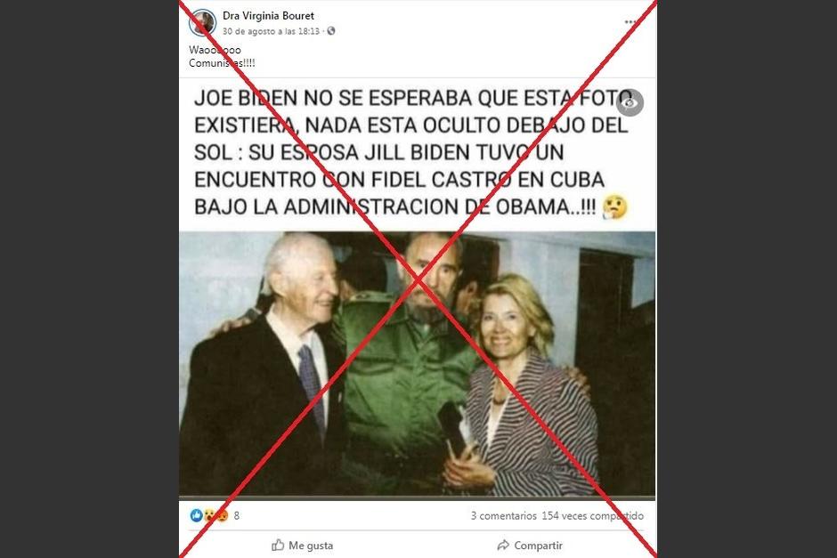 La mujer que acompaña a Fidel Castro es la actriz Beer, no Jill Biden. (Foto: AFP) 