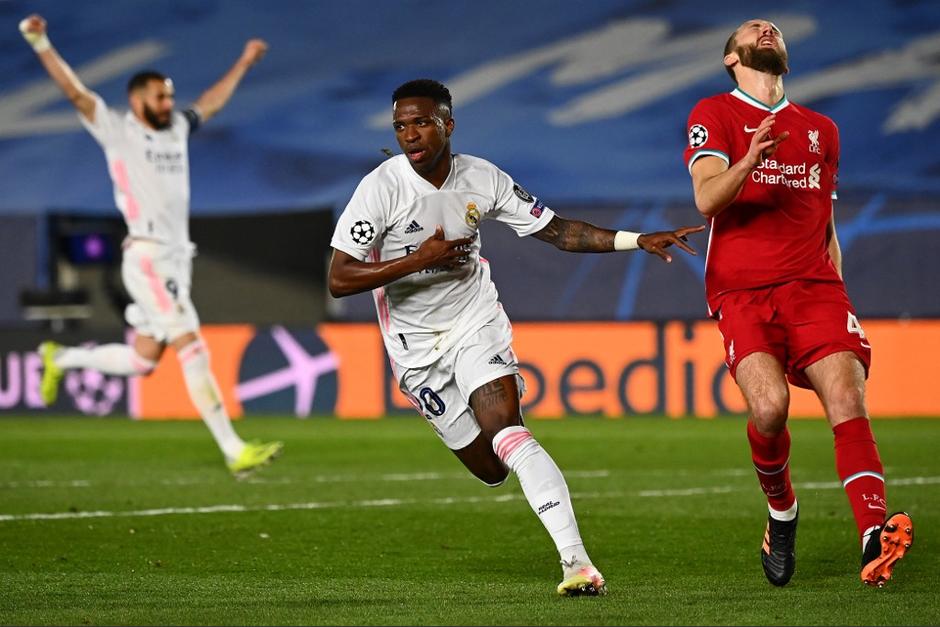 Vinicius Junior se vistió de goleador en la victoria del Real Madrid ante el Liverpool. (Foto: AFP)