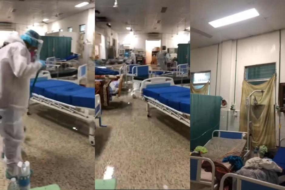 El área Covid-19 de un hospital en la ciudad de Choluteca, Honduras, quedó inundado por las fuertes lluvias. (Fotos: captura de video) 