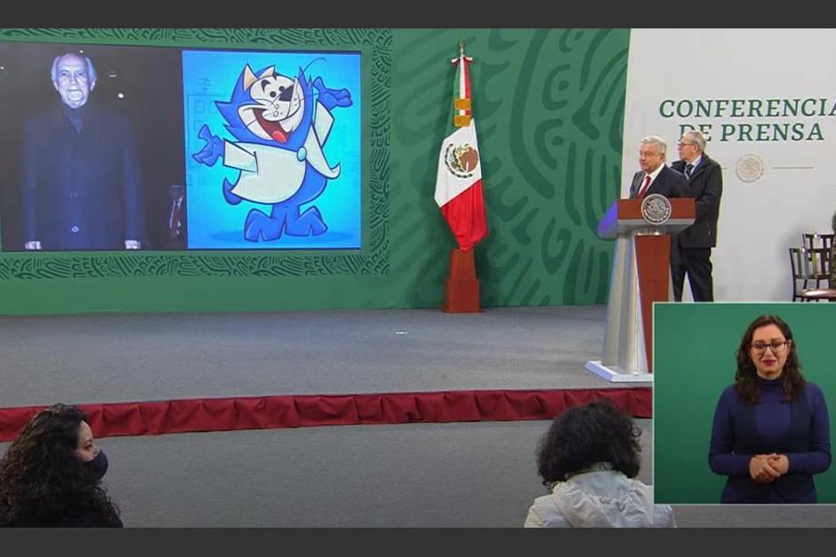 La imagen de "Benito Bodoque" generó que la conferencia de AMLO atrajera la atención de muchos internautas. (Captura video)