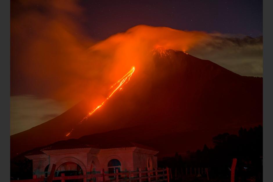 Vista de la erupción del volcán de Pacaya. (Foto: Conred) 