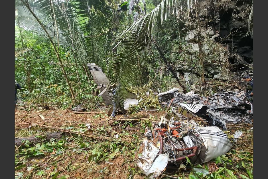Rastros de la avioneta localizada en Livingston, Izabal. (Foto: Ministerio de la Defensa) 