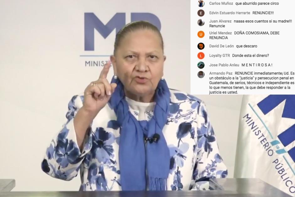 La jefa del MP difundió un mensaje a través de YouTube y Facebook. 