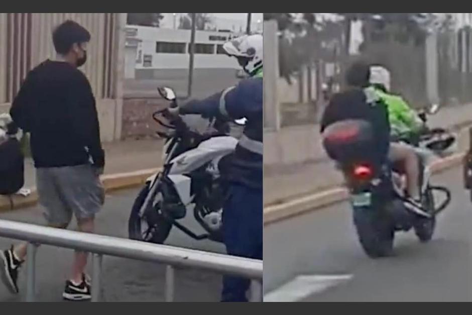 Un policía de Perú se hizo viral luego de ayudar a un joven a llegar a tiempo para su examen de admisión en una Universidad. (Foto: Televisa News)