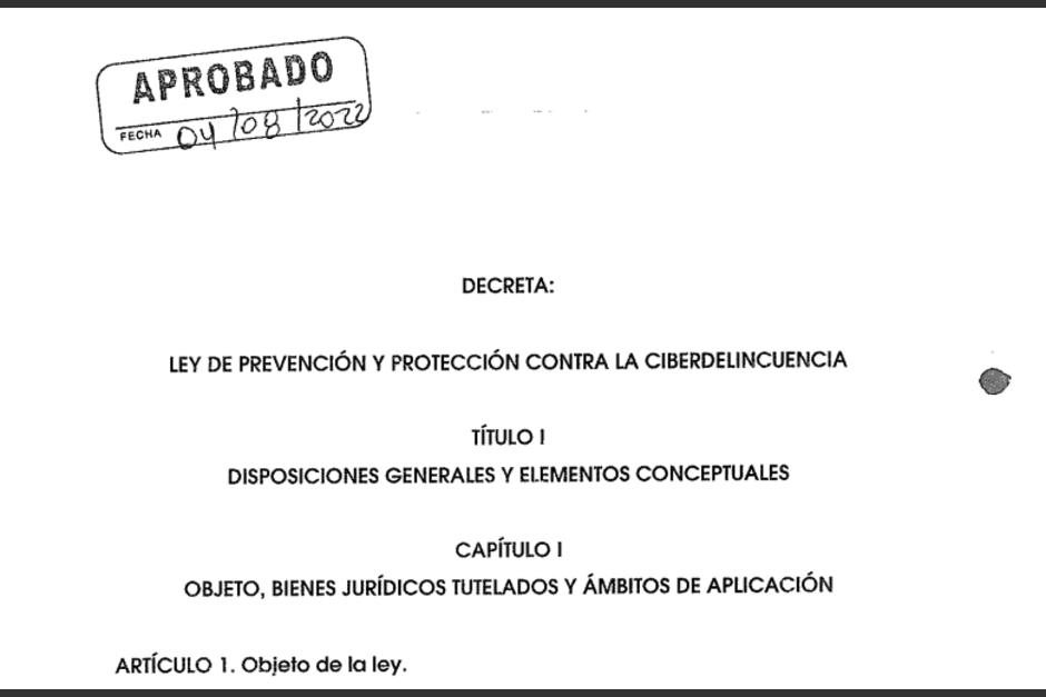 Decreto 39-2022, Ley contra la Ciberdelincuencia aprobada por el Congreso. (Foto: Captura de pantalla) 