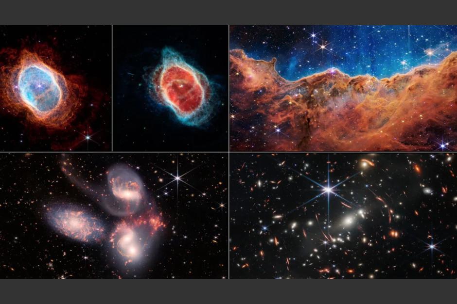 Composición de nuevas imágenes del telescopio espacial James Webb dadas a conocer en hoy en un evento en vivo (Foto: NASA/ESA)