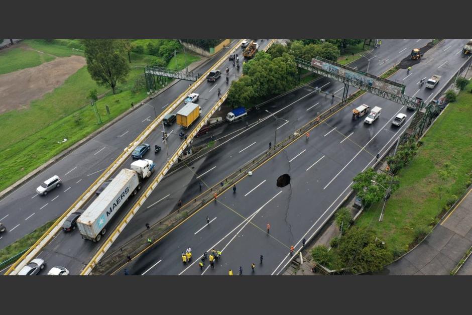 Realizarán estudios en el agujero del km 15 ruta al Pacífico. (Foto: Municipalidad de Villa Nueva)