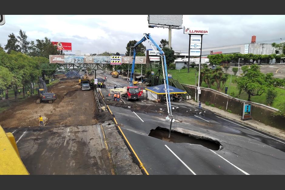 El lodoconcreto utilizado para rellenar el agujero no funcionó. (Foto: Cortesía) 