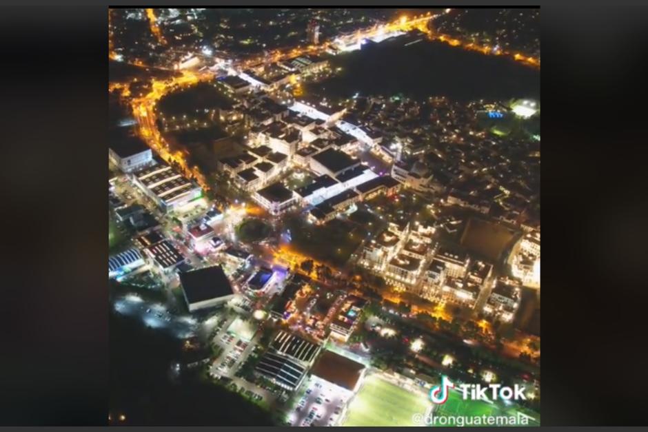 Un dron captó impresionantes tomas de Cayala en horas de la noche. (Foto: captura de pantalla) 