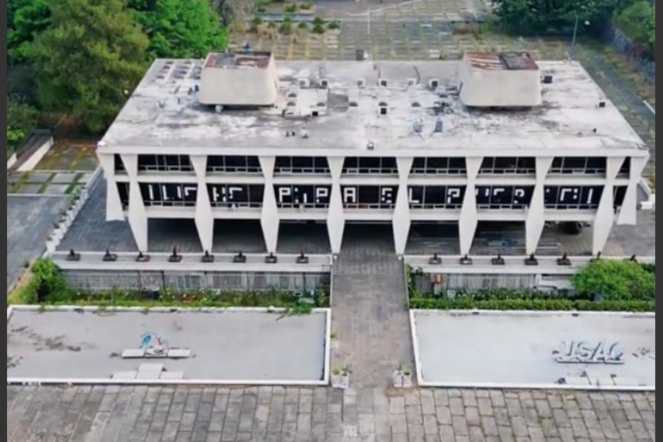 Así se encuentran las instalaciones del campus central de la Universidad San Carlos de Guatemala. (Foto: captura de video)