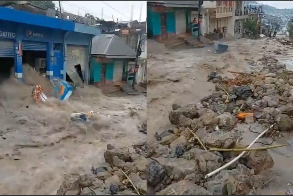 Una correntada de agua de lluvia provocó fuertes daños. (Foto: Captura de video)