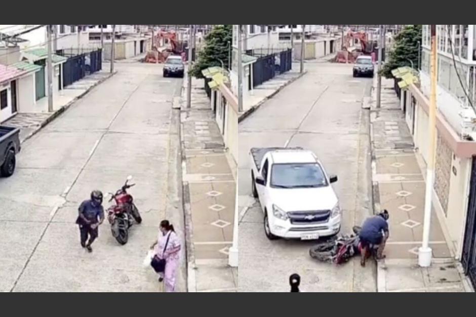 Momento en que el conductor detuvo la huida del supuesto ladrón. (Foto: Especial)