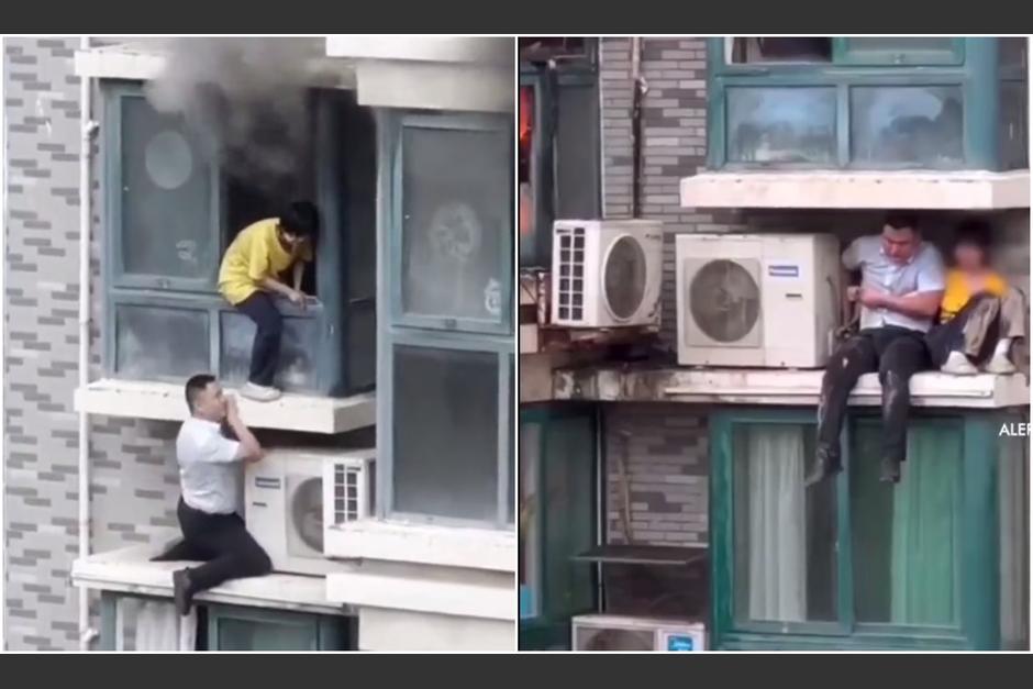 Una persona rescata a una niña de un incendio. (Foto: Captura de pantalla)