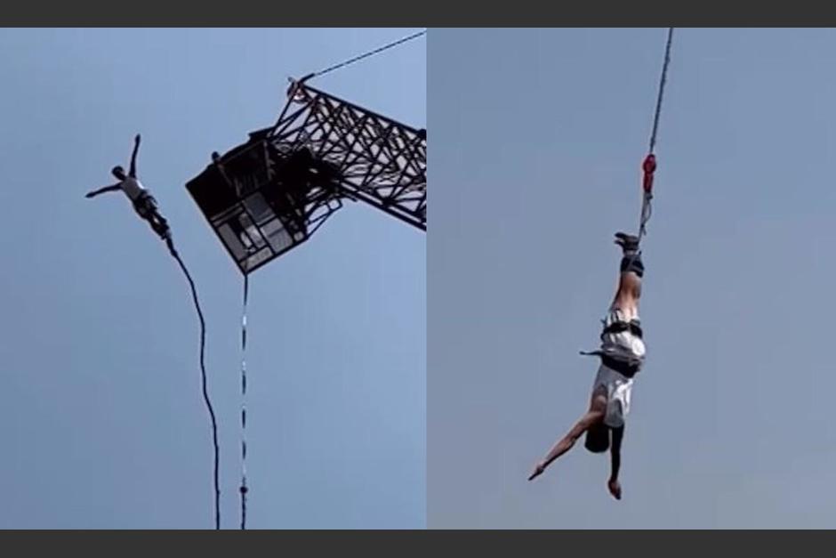 El hombre se lanzó al vacío con un Bungee Jumping y la cuerda se cortó, el turista sobrevivió de milagro. (Foto: El Tiempo) 