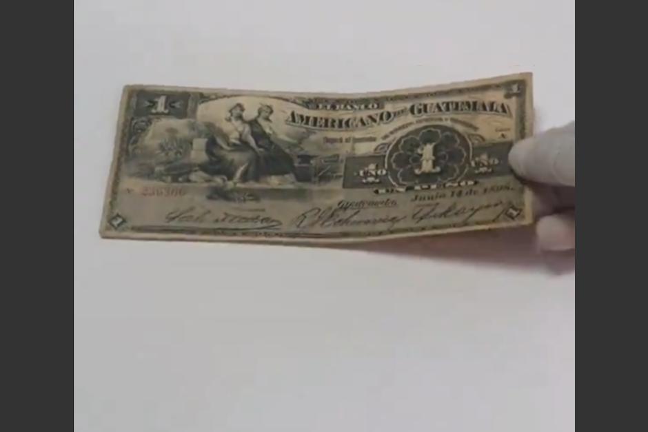 El billete más antiguo de Guatemala puede valer más de Q1,000. (Foto: captura de pantalla) 