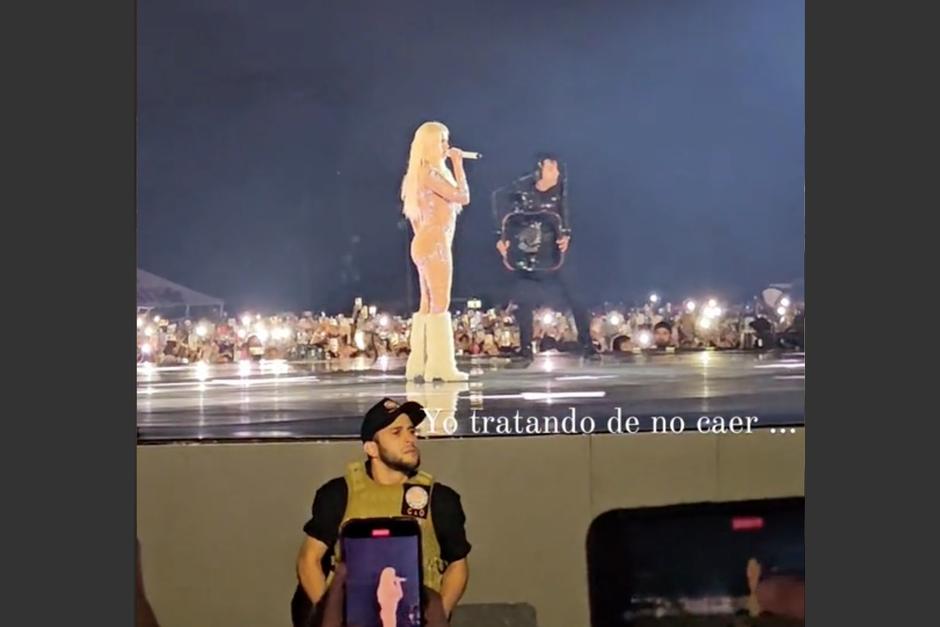 Un guardia de seguridad del concierto de Karol G se hizo viral en redes sociales. (Foto: captura de pantalla)