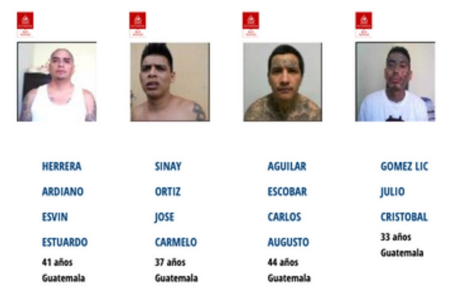 La recaptura de estos 16 reos fugados es una prioridad para el nuevo ministro de Gobernación, Marco Antonio Villeda Sandoval. (Imagen: captura de pantalla/Interpol)