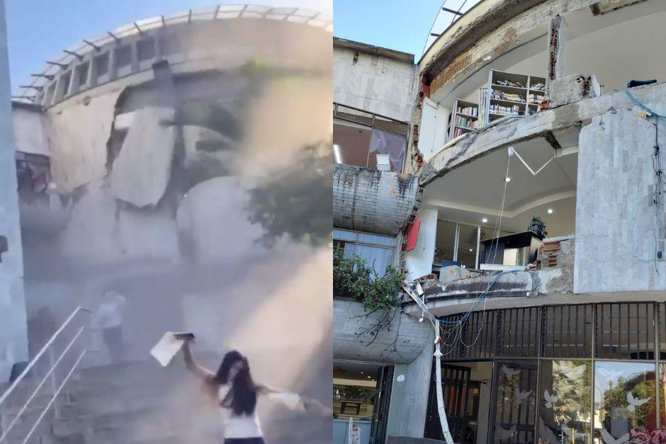 Una universidad colombiana sufrió daños estructurales por el fuerte terremoto. (Foto: Captura de video/redes sociales)
