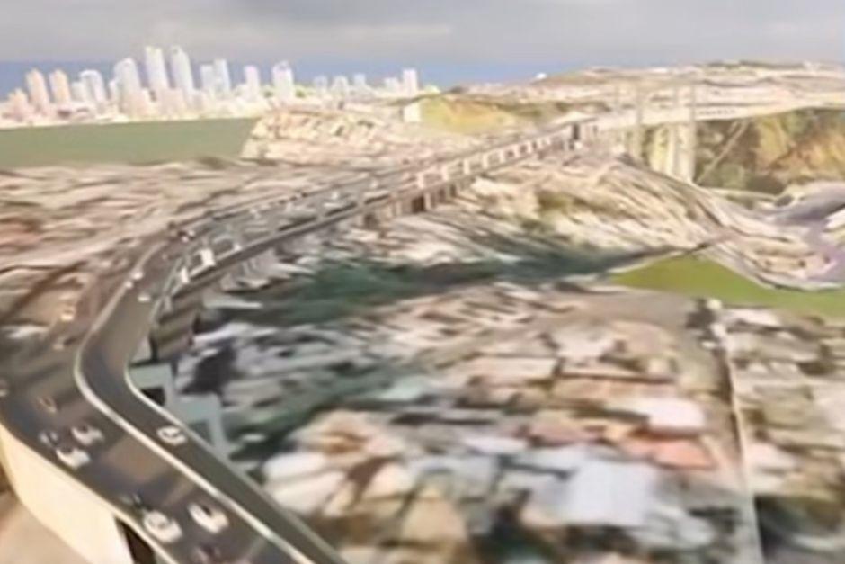 La obra del Puente Belice II contempla la construcción de una elevación que se conectará con la Calle Martí. (Foto: Captura de pantalla/Soy502)