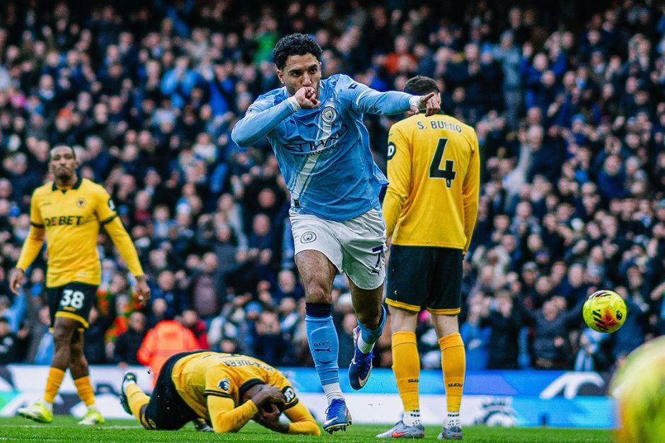 Omar Marmoush comandó la victoria del City abriendo el marcador tras un error defensivo de los Wolves. (Foto: Manchester City)