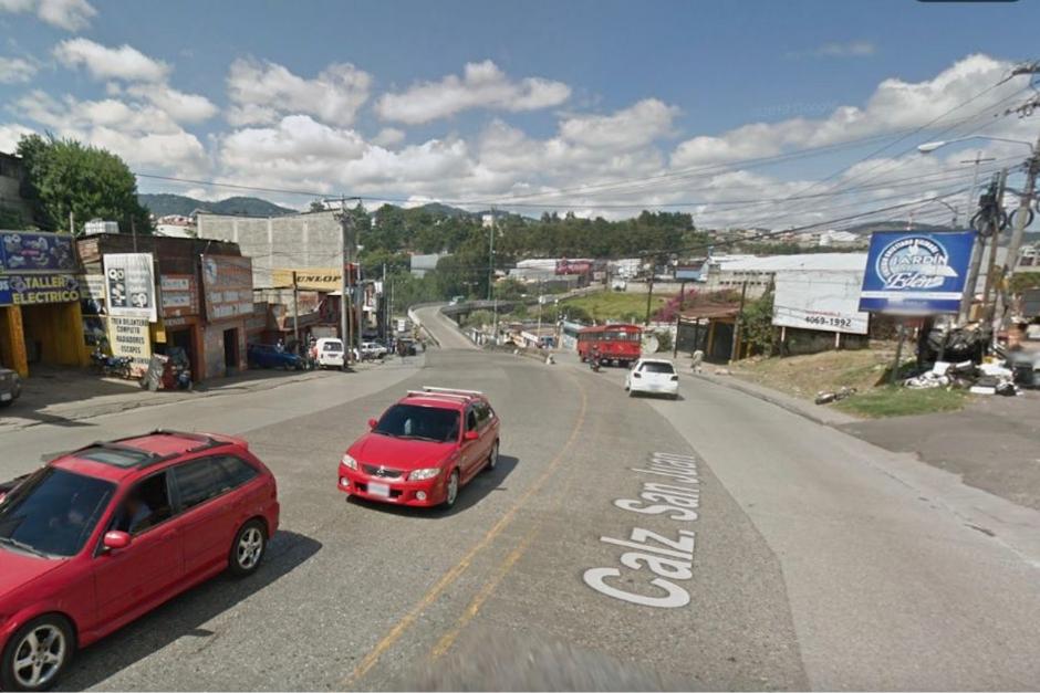El paso a desnivel en la Calzada San Juan y 2ª avenida, zona 7 de Mixco, fue priorizado dentro de la readecuación presupuestaria 2026 y contará con una inversión estimada de Q10 millones para su desarrollo. (Imagen: Google Maps)