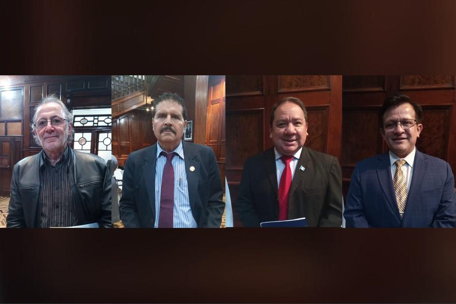 Los aspirantes —de izquierda a derecha— Carlos Rafael Rodríguez-Cerna Rosada, Adrián Rolando Rodríguez Arana, Manuel de Jesús Mejicanos Jiménez y Luis Eduardo López Ramos. (Foto: Guatemala Visible / Soy502)