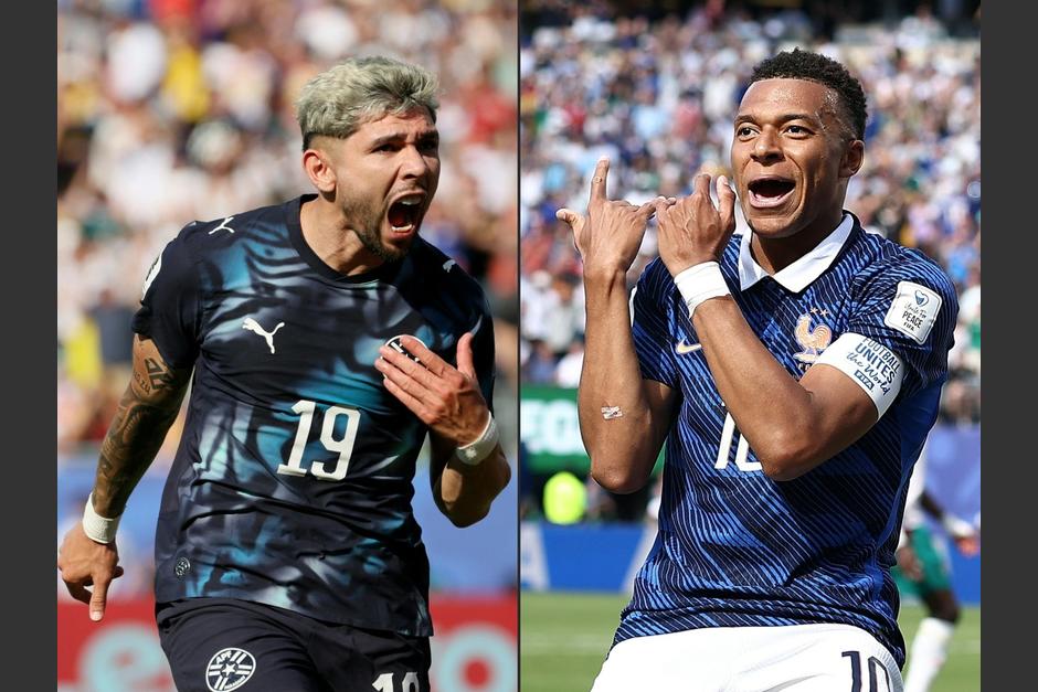 Julio Enciso y Kylian Mbappé se enfrentarán por el pase a cuartos de final. (Foto: AFP)