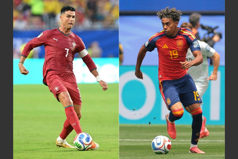 La leyenda Cristiano Ronaldo y el heredero Lamine Yamal se enfrentan este lunes por un lugar en cuartos de final de United 2026. (Foto: AFP)