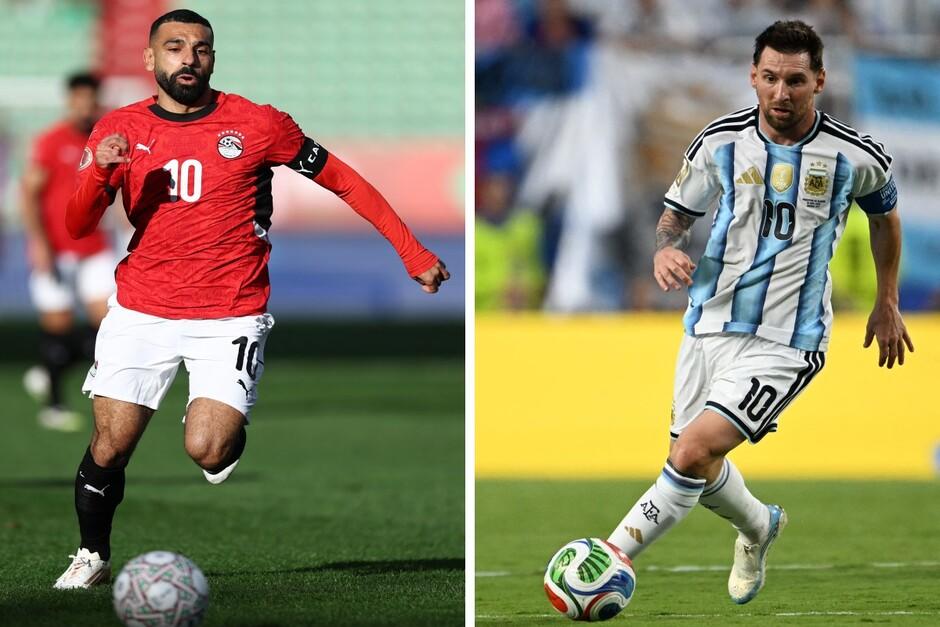 Salah y Messi vuelven a cruzar caminos con el pase a cuartos del Mundial en juego. (Foto: AFP) 