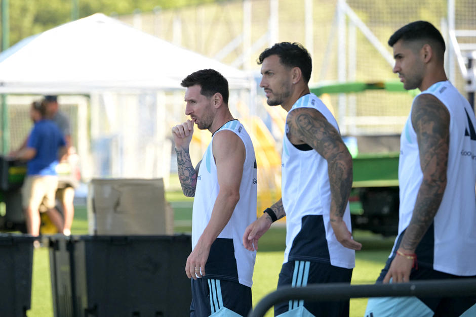 Messi durante el más reciente entreno de la Albiceleste en Kansas City. (Foto: AFP) 