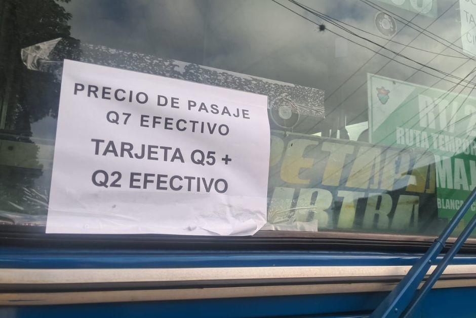 El precio del pasaje en el transporte urbano a aumentado a Q7. (Foto: José Pos/Colaborador)