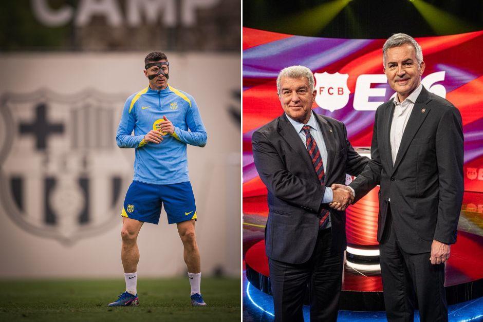 Mientras Lewandowski buscará los goles en la cancha, Joan Laporta y Víctor Font lucharán por la presidencia del Barsa. (Foto: FCB)