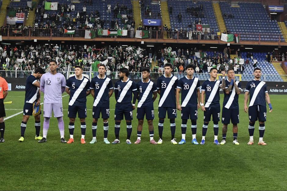 Este fue el once titular de Guatemala en el partido ante Argelina. (Foto: FFG)