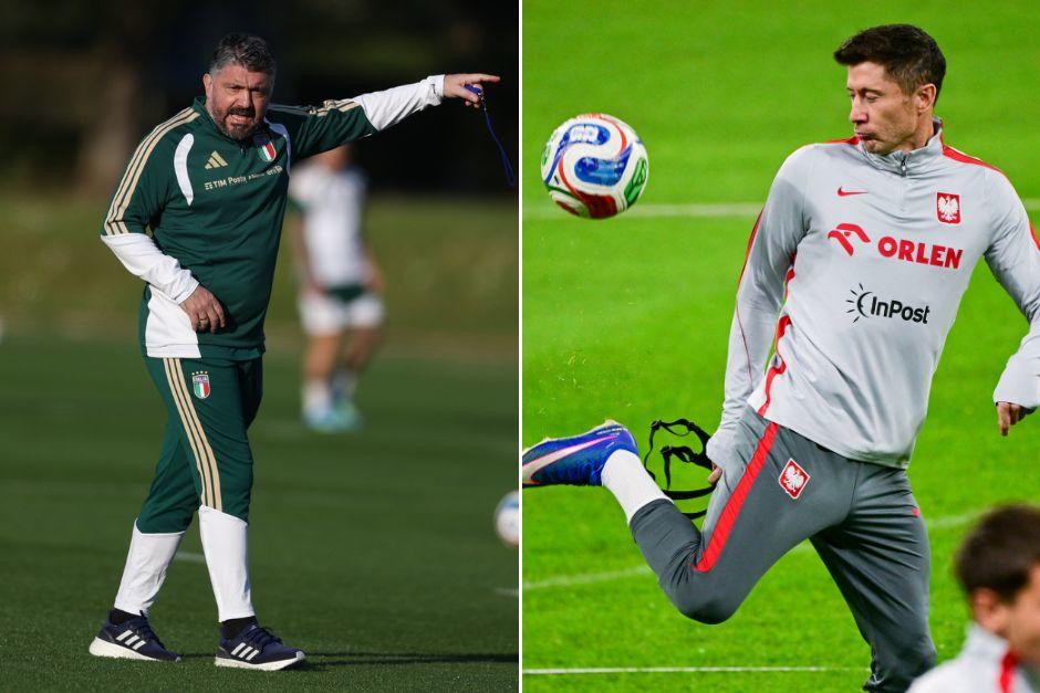 Gennaro Gattuso es el líder de Italia en el banquillo y Robert Lewandowski es una leyenda para los polacos. (Foto: AFP)