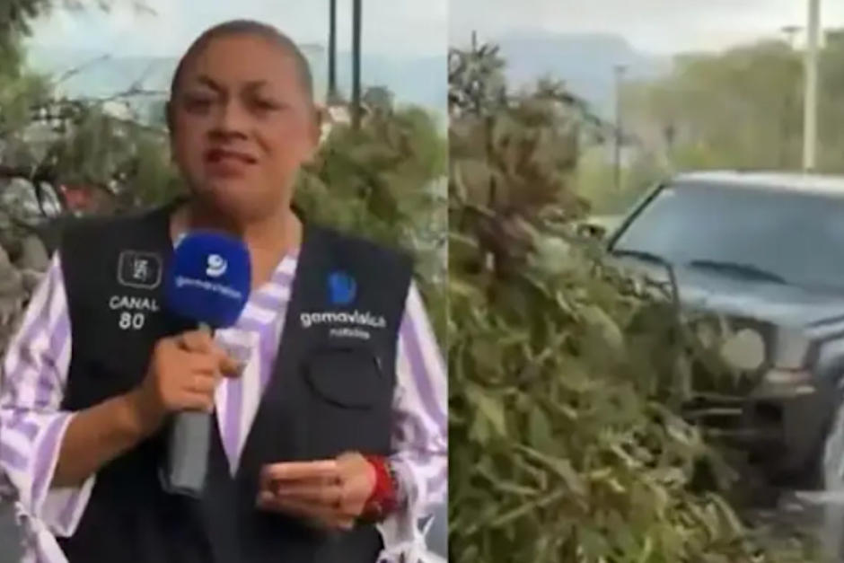 Los periodistas se encontraban transmitiendo desde un derrumbe. (Foto: Captura de pantalla)