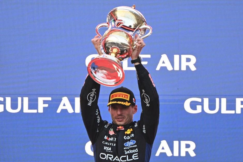 Max Verstappen celebra el Gran Premio de Fórmula 1 Barein. (Foto: AFP)