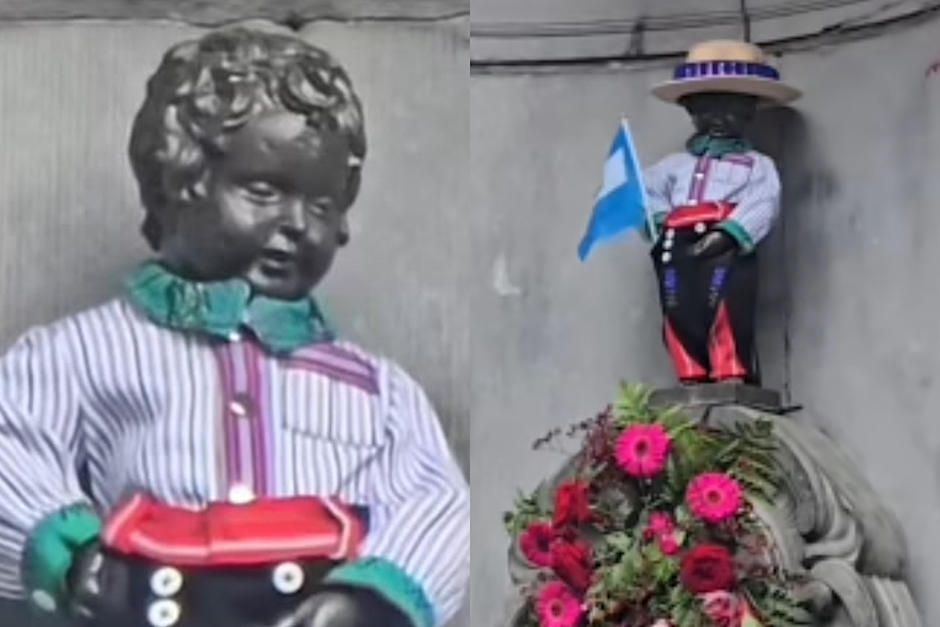 El histórico Manneken Pis colocado en 1618 en Bruselas rindió homenaje a Guatemala luciendo la indumentaria de Todos Santos. (Fotos: Unos días en)