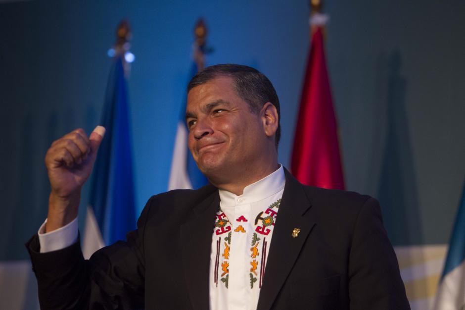 El presidente de Ecuador, Rafael Correa, ofreció una conferencia de prensa al finalizar el V Foro Regional de la Fundación Esquipulas en Guatemala. (Foto: EFE) 