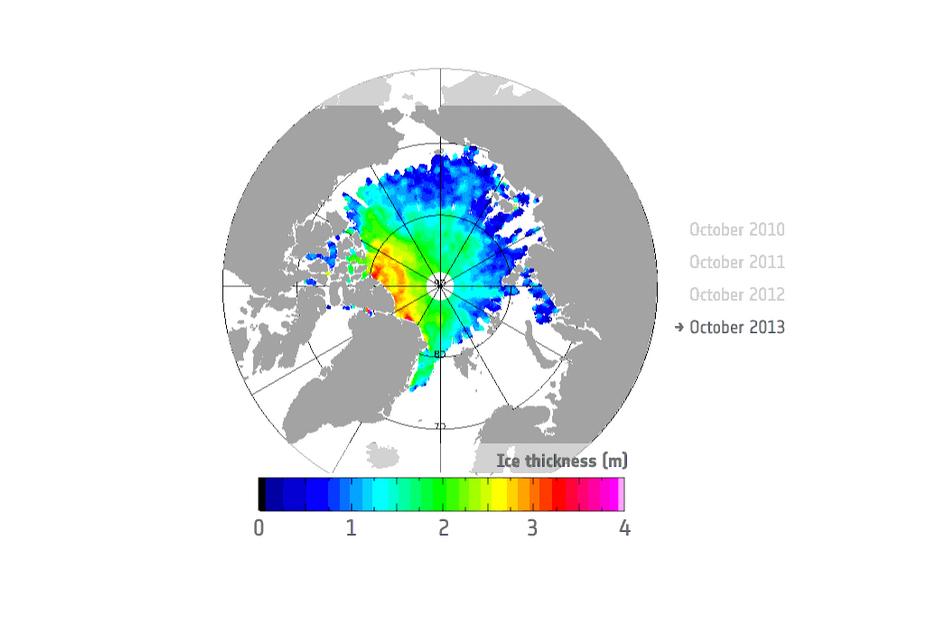 El volumen de hielo del océano Ártico aumentó este otoño, ya que se registró un incremento del 50%. (Foto: ESA) 