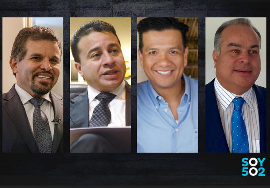 Sergio Hernández, Ronald García, Eduardo Liu e Hidalgo Socorro. (Fotos: Archivo Soy502 y Revista Contrapoder)