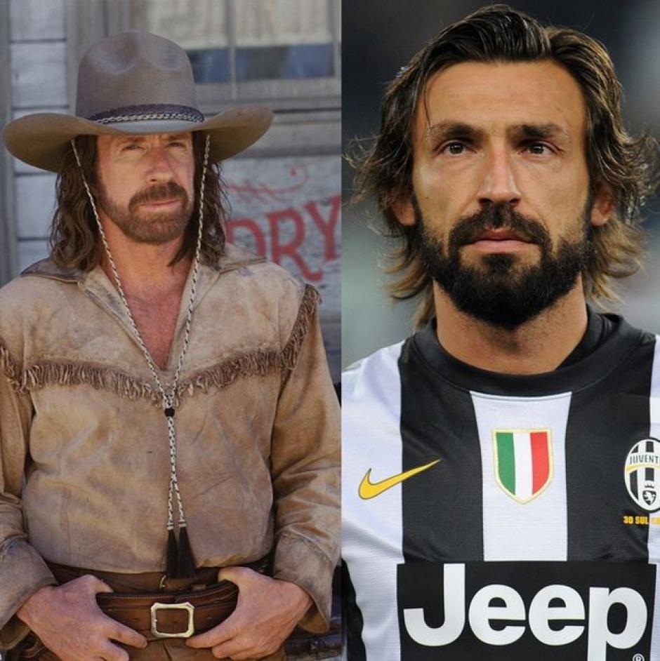 El futbolista italiano Andrea Pirlo y su curioso parecido con Chuck Norris. 