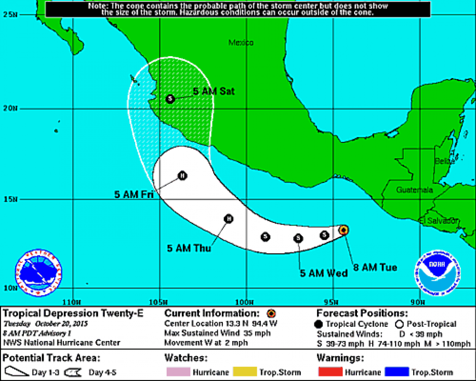 Trayectoria del Sistema de Baja Presión que afectó territorio centroamericano, ahora se dirige a costas mexicanas. (Foto: @ConredGuatemala)