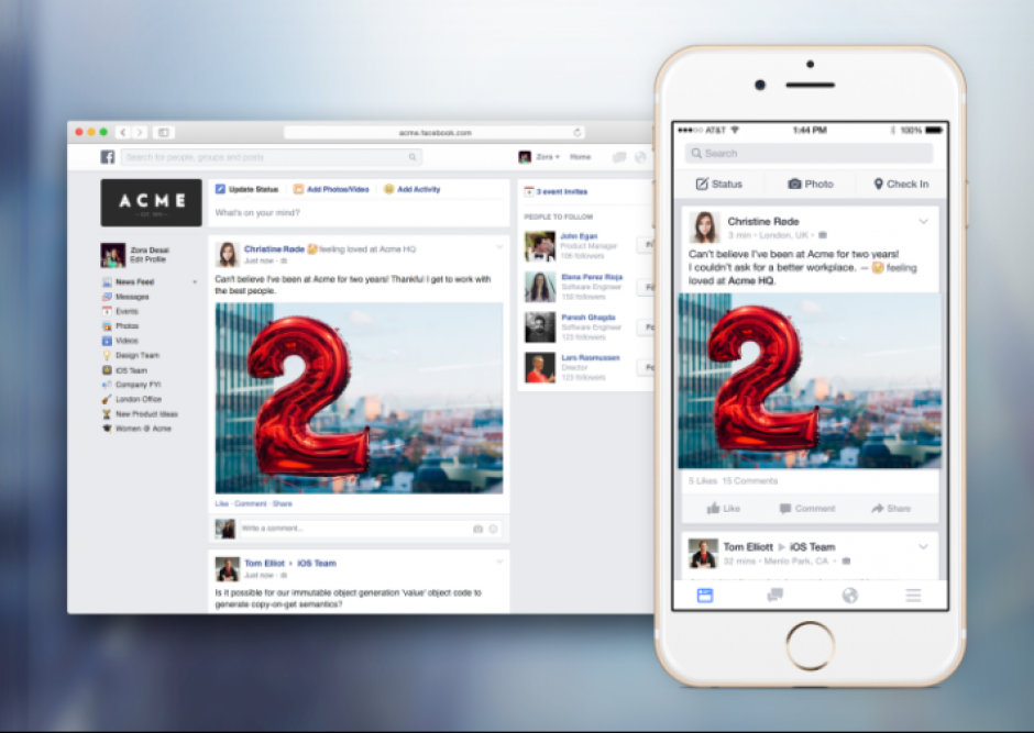 "Facebook at Work" ya se encuentra disponible en Google Play y App Store. (Foto: Facebook)