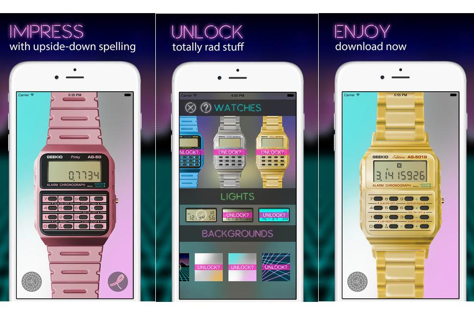  La aplicación “Geek Watch” permite poner en el Apple Watch la imagen de un reloj Casio con calculadora. (Imagen: App Store)