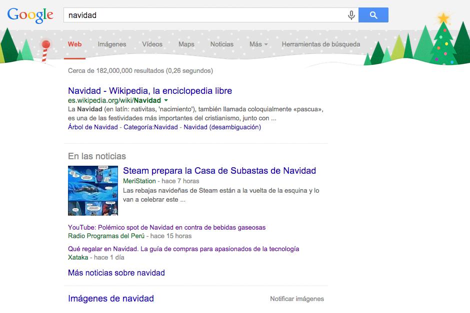 El buscador Google se viste de Navidad. 