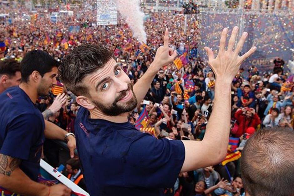 El defensa volvió a hacer de las suyas durante la celebración del título del Barcelona. (Foto: FC Barcelona)