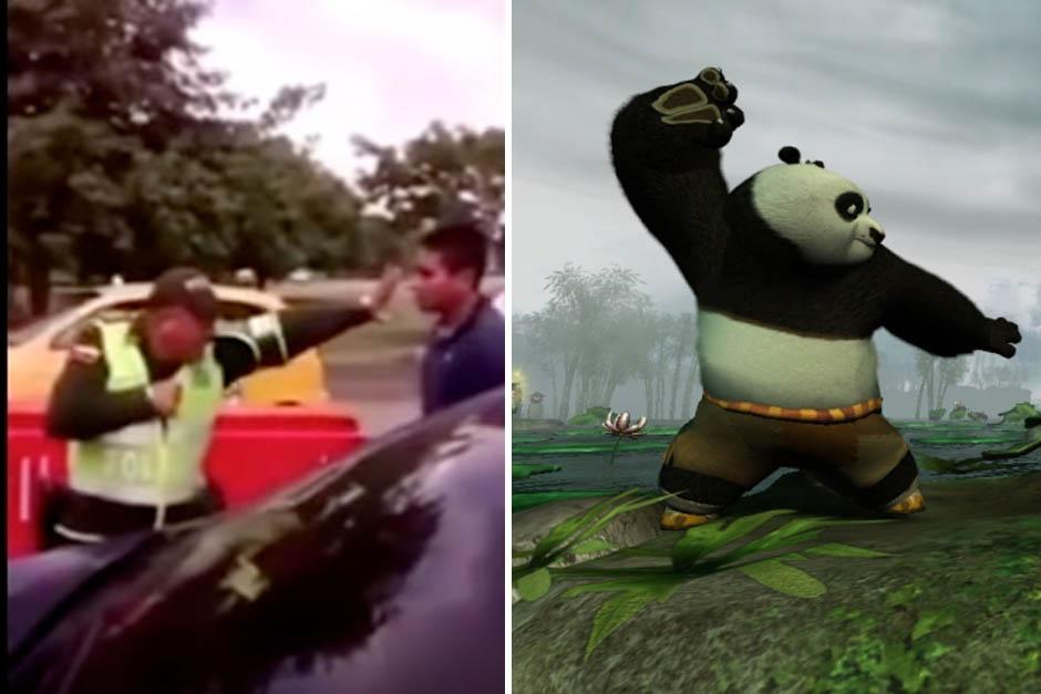 Un policía colombiano es comparado con Kung Fu Panda por su forma de defenderse. 
