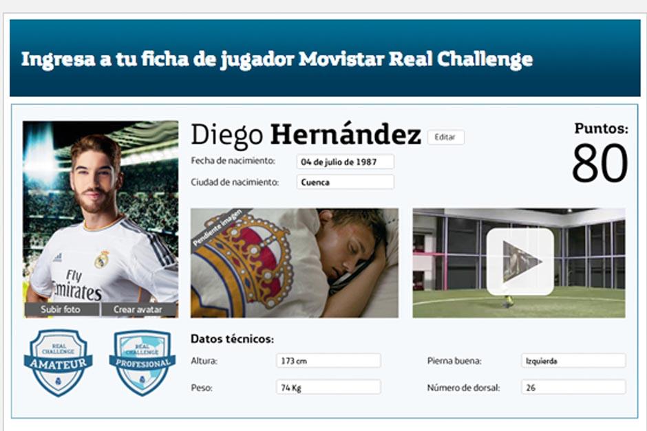 Cada participante podrá llenar una "ficha de jugador" y optar al viaje a Madrid para entrenar junto a varios jugadores merengues. (imagen del concurso)