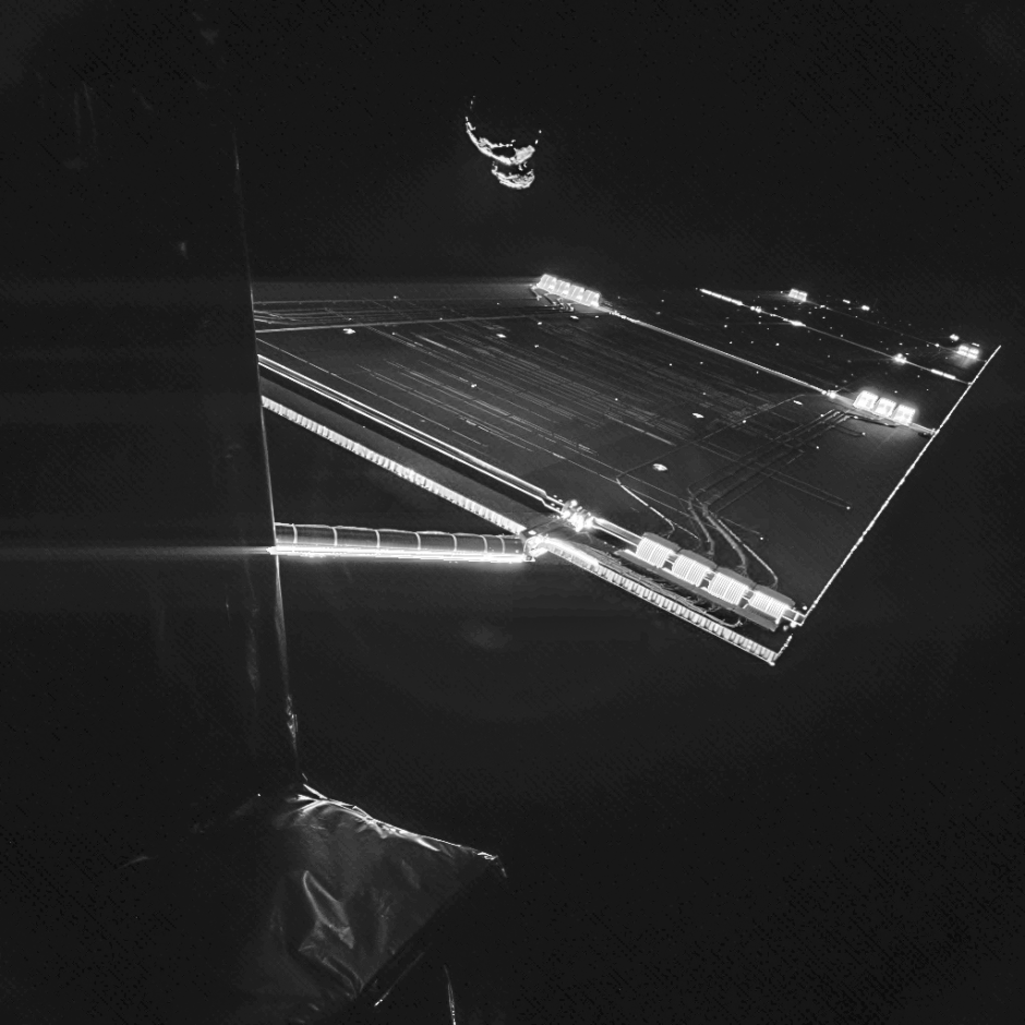 La sonda Rosetta posa con su cometa al fondo. (Foto: ESA)